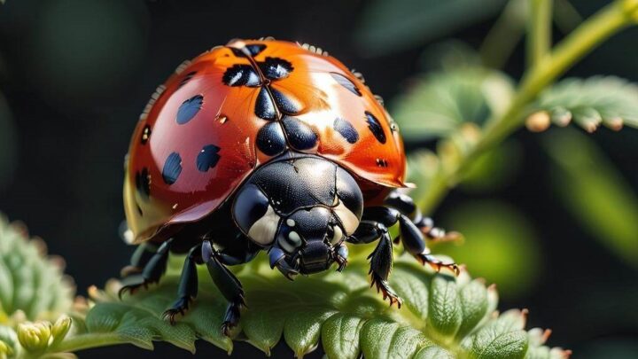Czarna biedronka w czerwone kropki